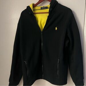 Ralph Lauren Black Hoodie with Yellow Lining, Medium